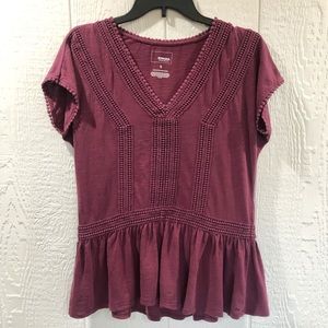 Sonoma Peplum shirt, embroidered shirt, v neck shirt